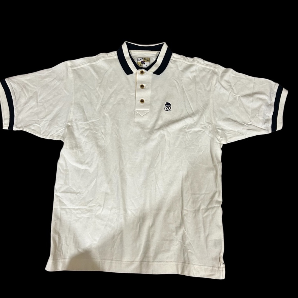 Cutter & Buck Cream Polo Shirt Mens Large Cotton Golf Preppy